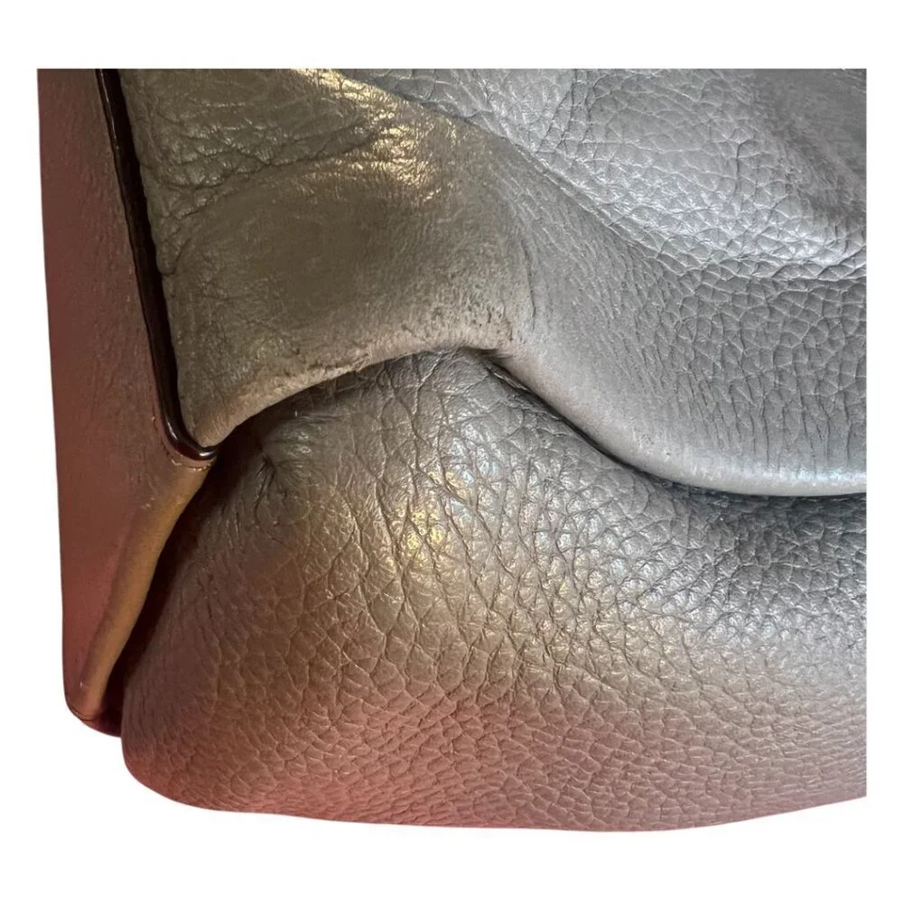 Authentic Vintage Kate Spade New York Gray Grey Pebbled Leather Handbag Purse